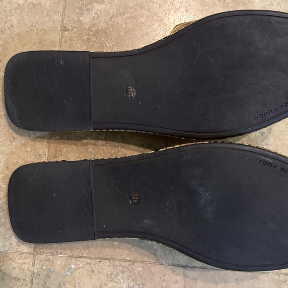 Tory Burch Black and Tan Snake Print Sandals - Picture 2 of 10